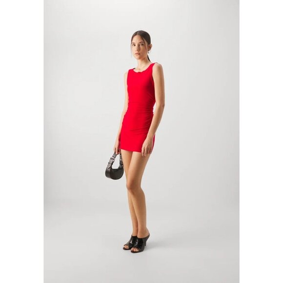 Norma Kamali Sleeveless Pickleball Mini Dress in Tiger Red Small New Womens - Picture 11 of 15